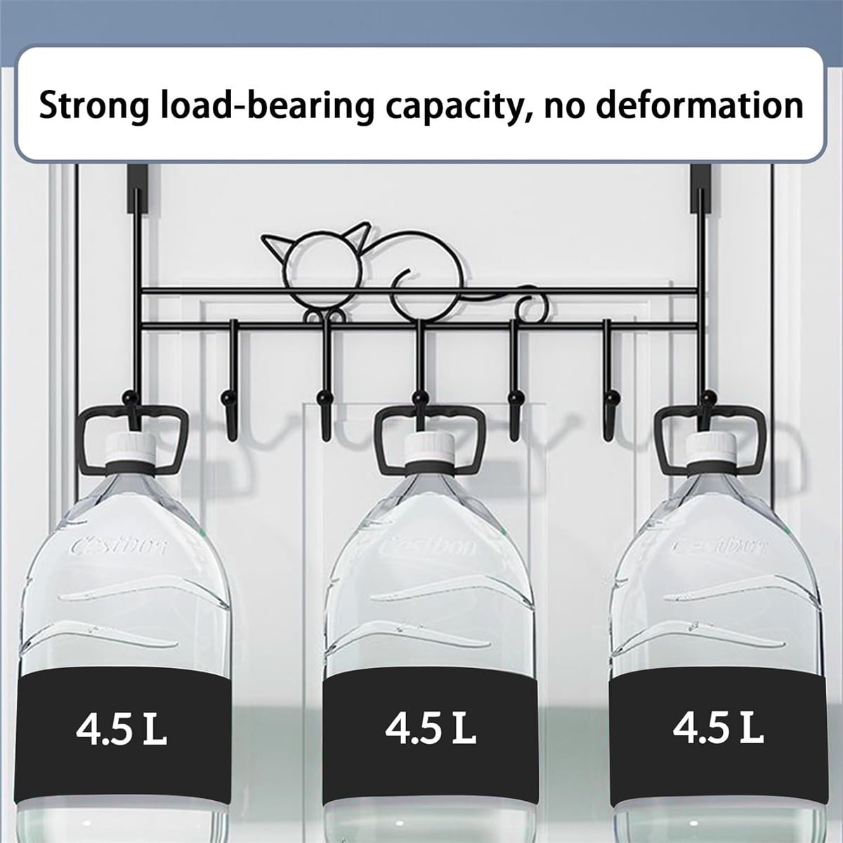 Over the Door Hook,Cat Design Wall Hooks Over Door Hook with 7 Hooks for Back of Bedroom Bathroom Door Punch-Free Coat Rack Organizer Clothes Key Holder Towel — image 5