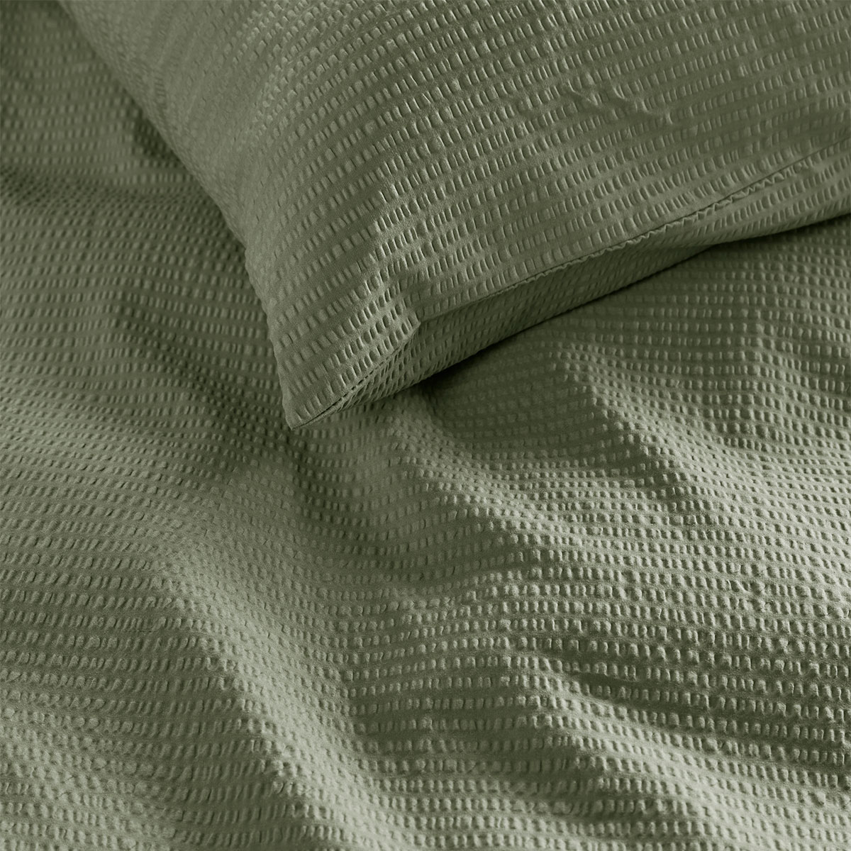 Bedding House Summer Green Seersucker Cotton Quilt Cover Set King โ image 3