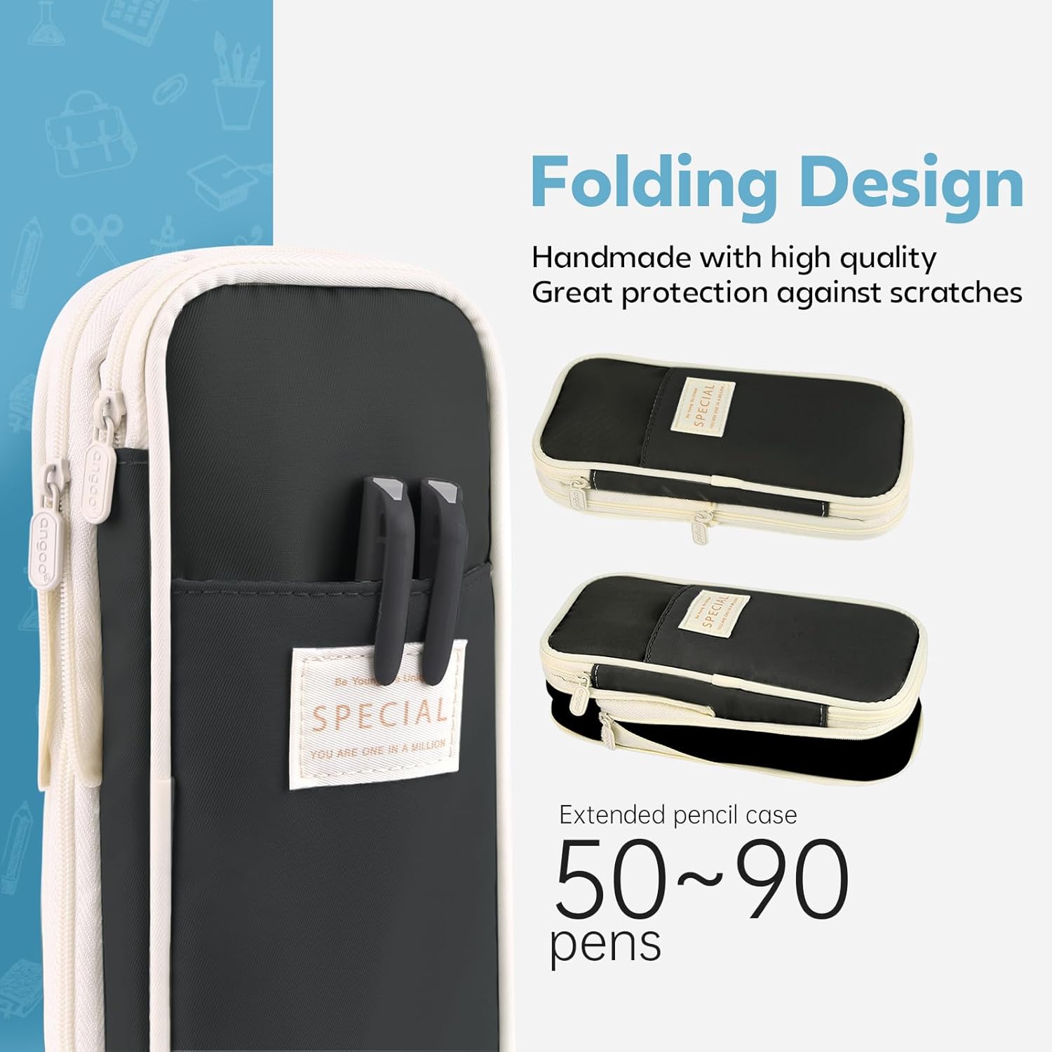 Pencil Case, Large Capacity Aesthetic Pen Cases with Durable Zipper, Big Stationery Pencil Pouch for Women & Men — image 4
