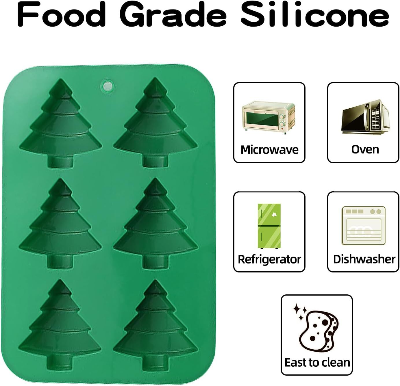 Christmas Cake Mold 2pcs Christmas Tree Silicone Molds for Soap Ice Cube Bath Bomb Candle Baking It is safe for ovens, freezers โ image 3