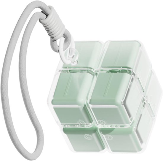 Medicine box - 7-day medicine box - Weekly pill box - Portable pill box for travel - Easy to open - 8 compartments - For storing vitamins and medicines - Green โ image 2