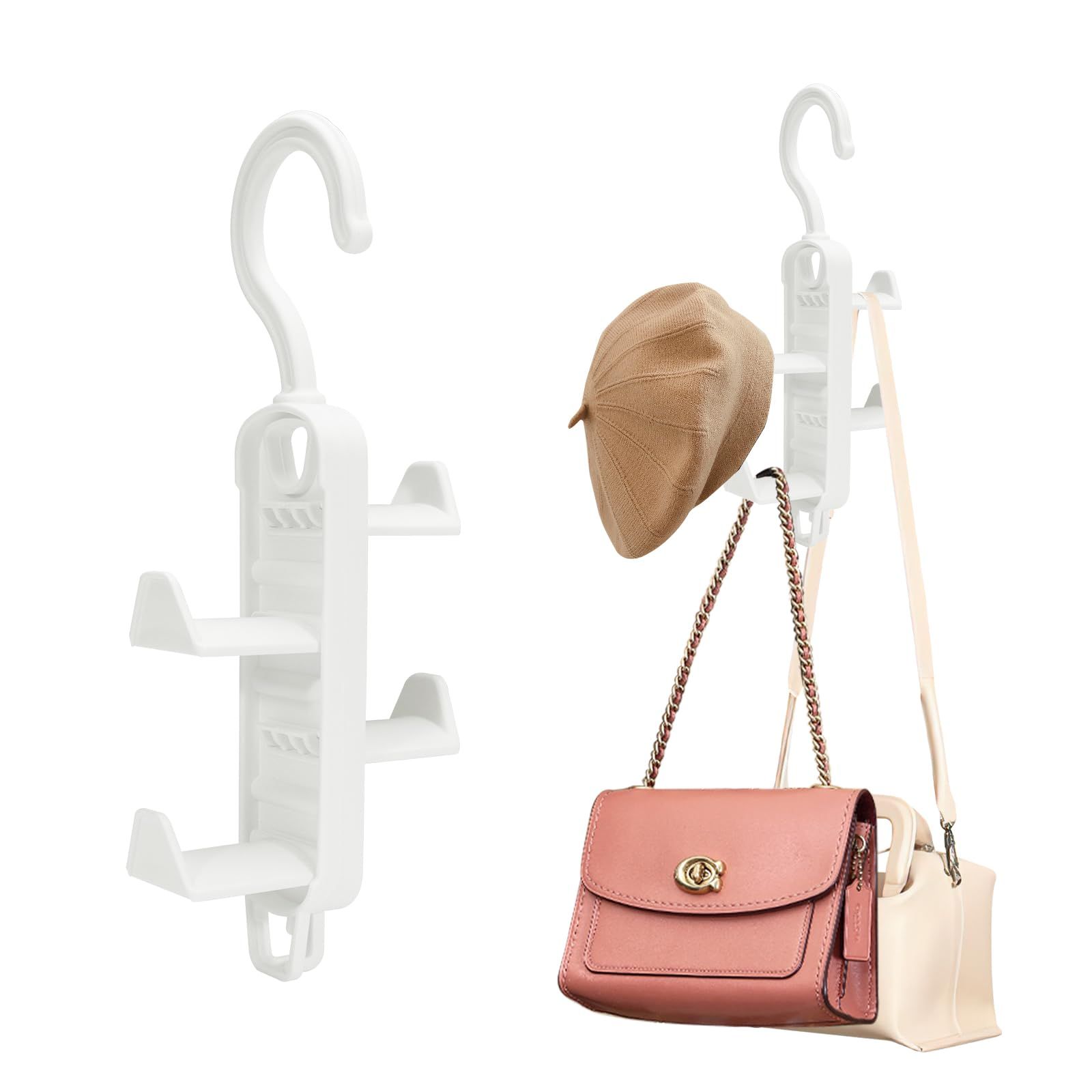 2pcs,Detachable closet wallet hanger, space saving closet handbag hanger rack (with 4 hooks), hanging wallet storage rack