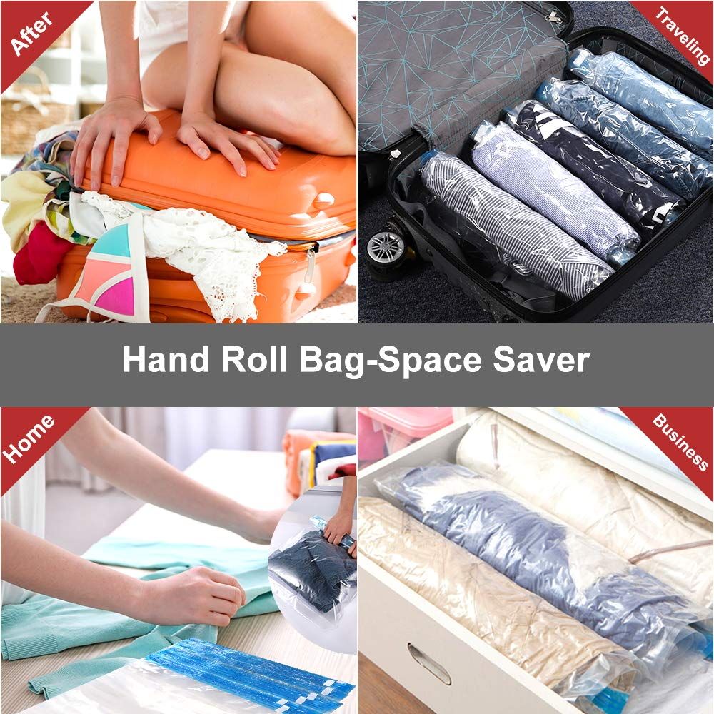 Space Saver Bags - No Vacuum or Pump Needed - Vacuum Storage Bags for Travel Accessorie - Travel and Home Packing Organizers β image 5