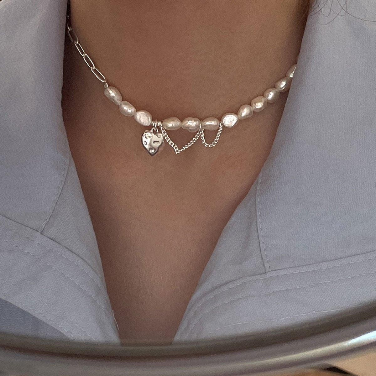 Sweet Love Heart Necklace Tassel Chain Asymmetric Collarbone Jewelry for Women โ image 5