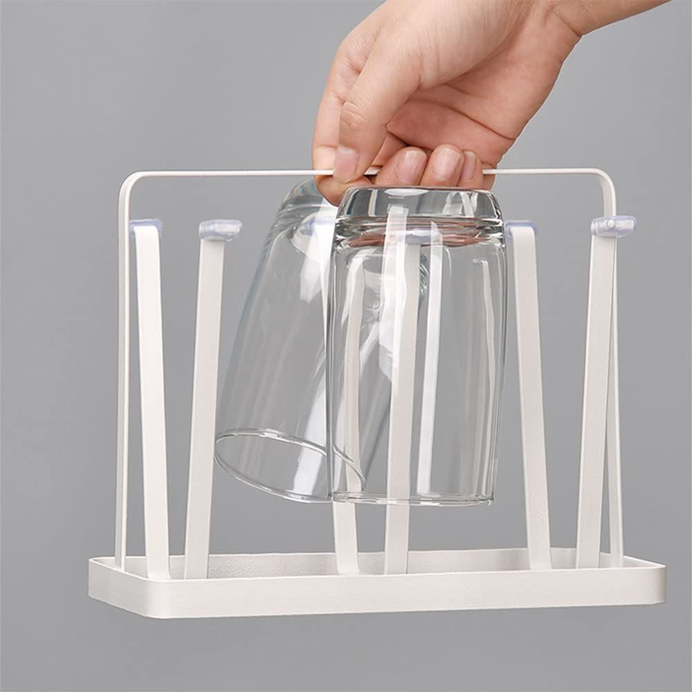 Metal Drainer Holder Rack Non-Slip Mugs Cups Organizer with Wood Handle, Compact & Stable Bottle Dryer Rack for Sports Water — image 2