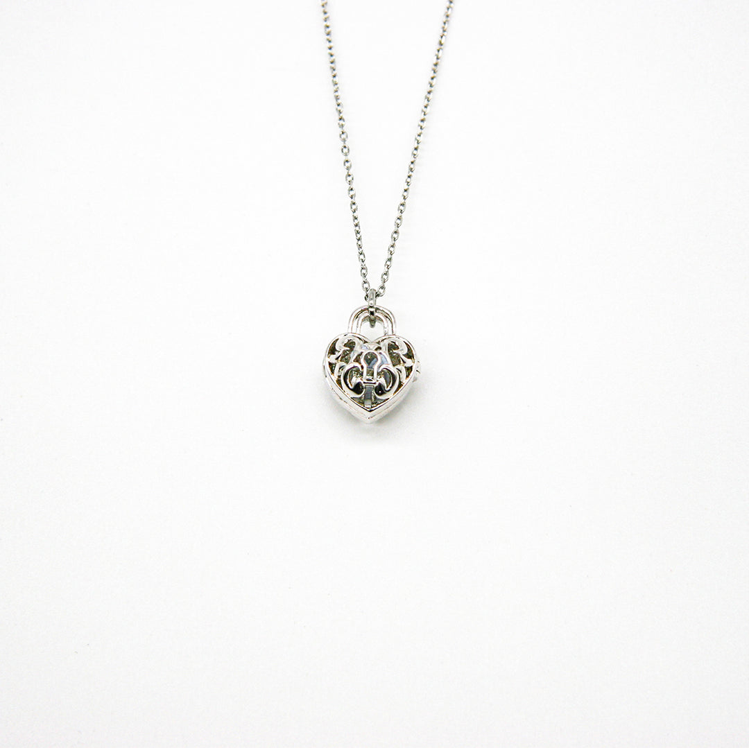 Gift Box - Heart Lock White Gold Aroma Necklace + Purify Oil Blend — image 2