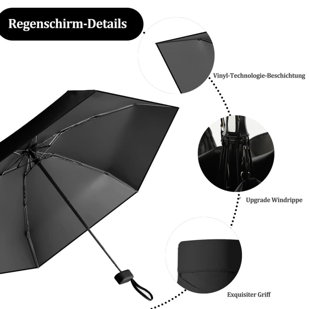 UV Protective Folding Umbrella Wind-Resistant Lightweight Waterproof for Travel Beach Everyday Use, Black — image 6