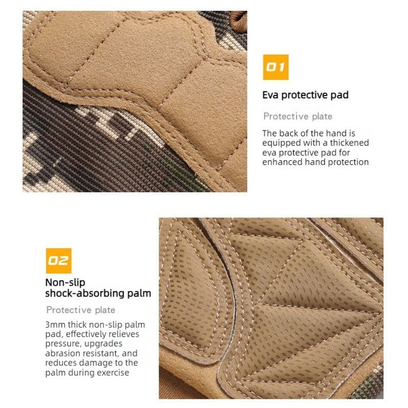 Size L - Brown Camouflage - EVA Protective Tactical Gloves (1 Pair), Anti-Slip Shock-Absorbing Sports Gloves for Cycling Workouts β image 3