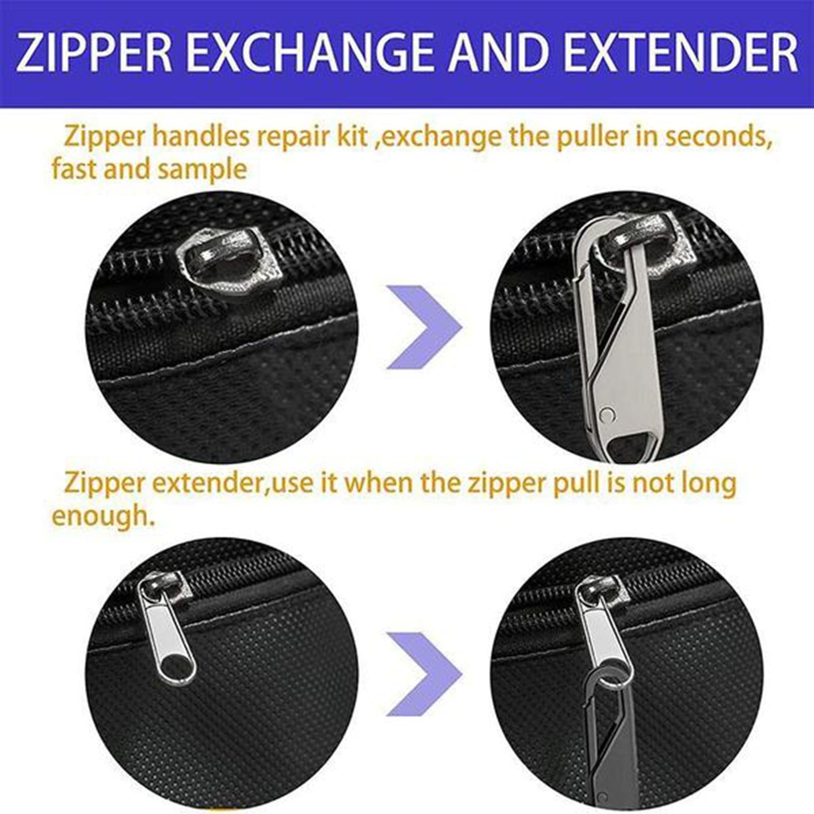 4 Pieces Zipper Pull Replacement, Heavy Duty Universal Zipper Puller, Detachable Zipper Pull Oval Tabs for Luggage, Silver, 3.7 × 1.1 cm — image 4