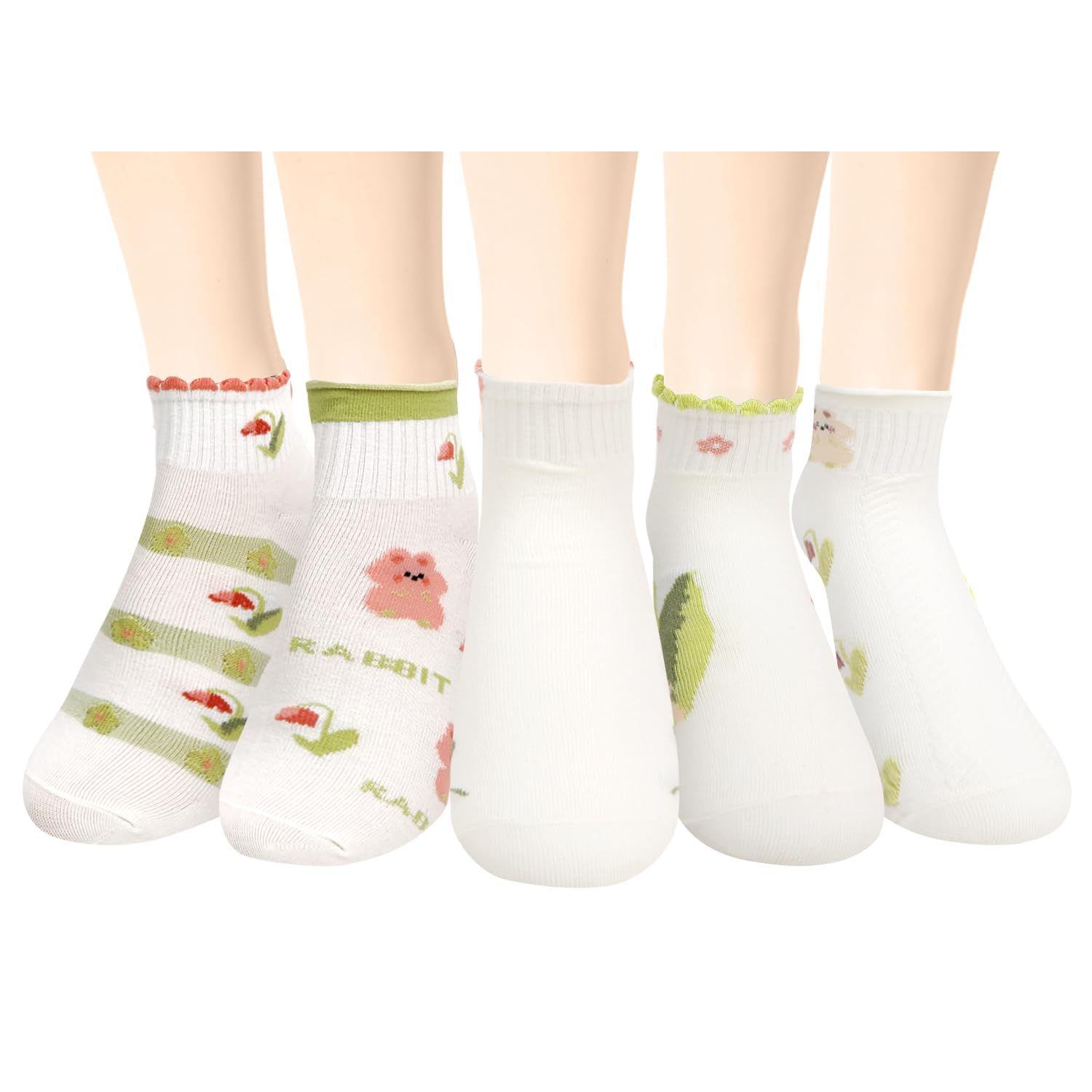 5pcs Women Fun Animal No Show Socks Non Slip Girls Cute Cat Short Socks Novelty Colorful Patterned Low Cut Socks Mom Gifts — image 2