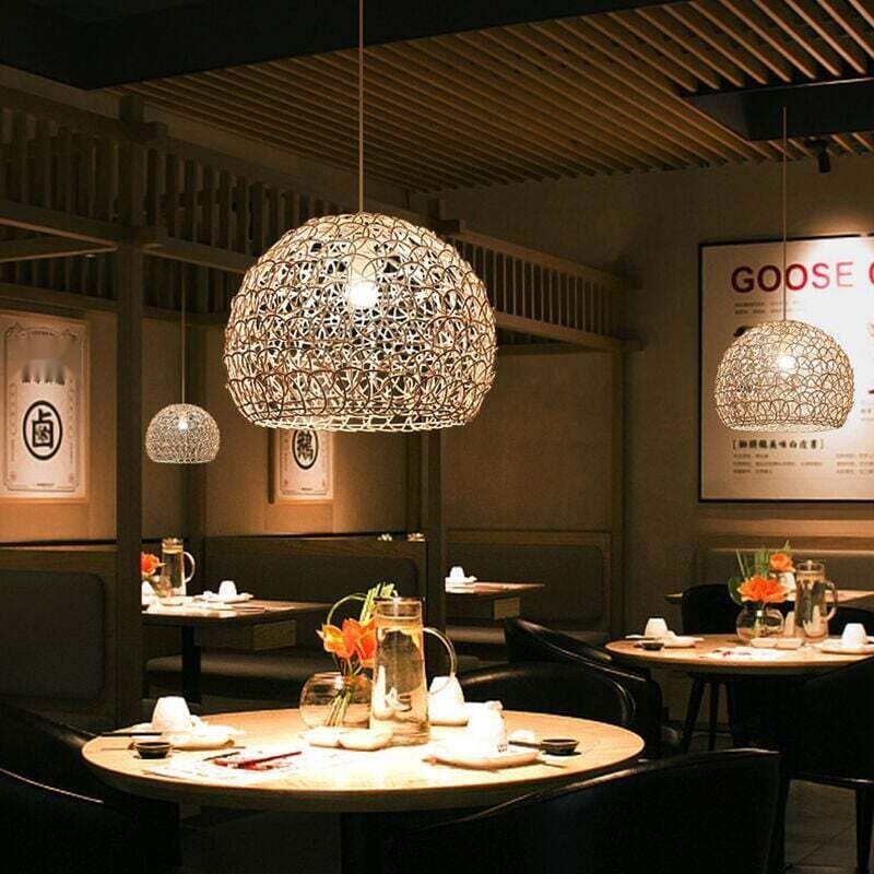 Rattan Chandelier Pendant Light Hand Woven Bamboo Lampshade, 25 cm — image 2