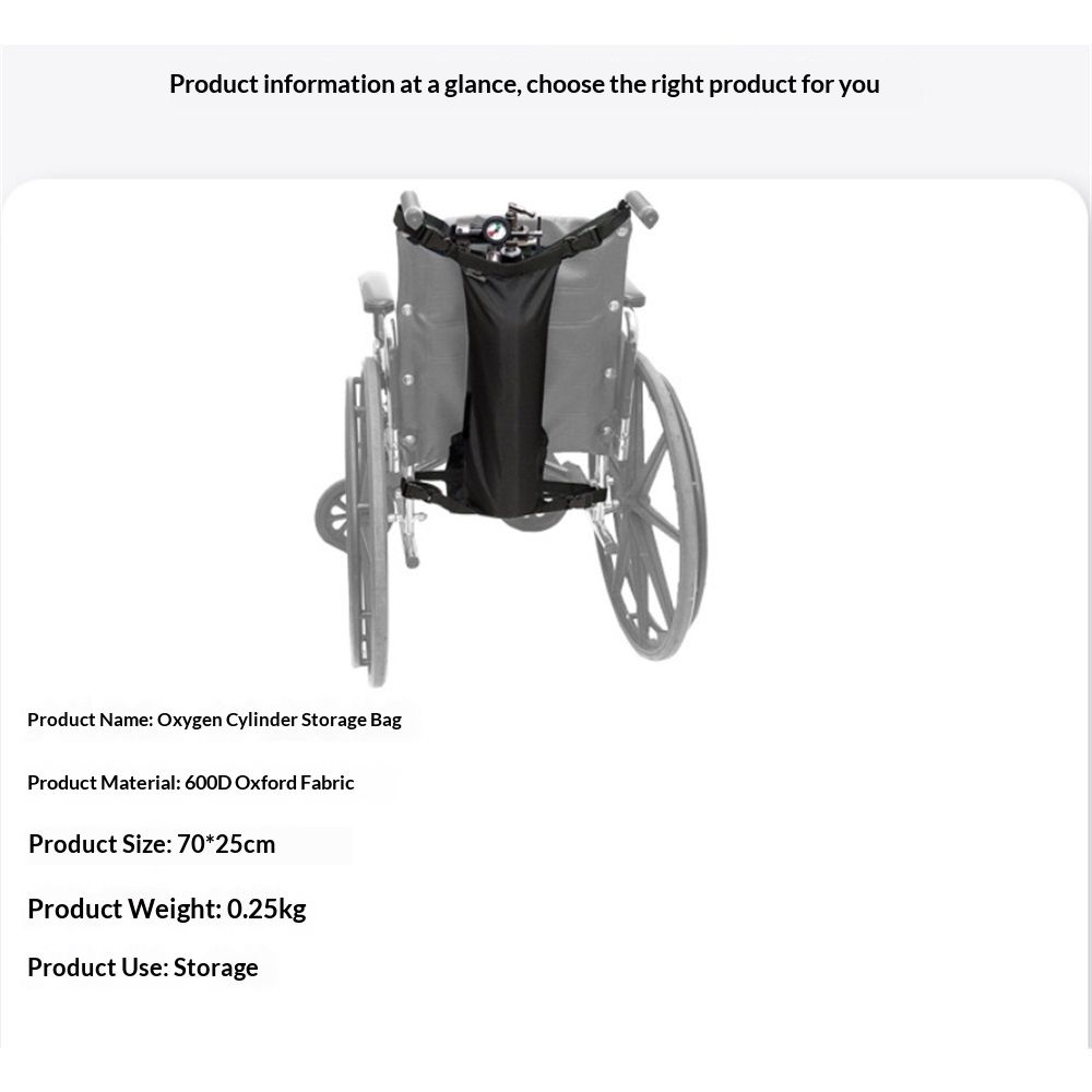 Oxygen Cylinder Bag for Wheelchairs with Buckles, Fits Any Wheelchair, Black (Fits Most Oxygen cylinders, oniy bag) — image 3