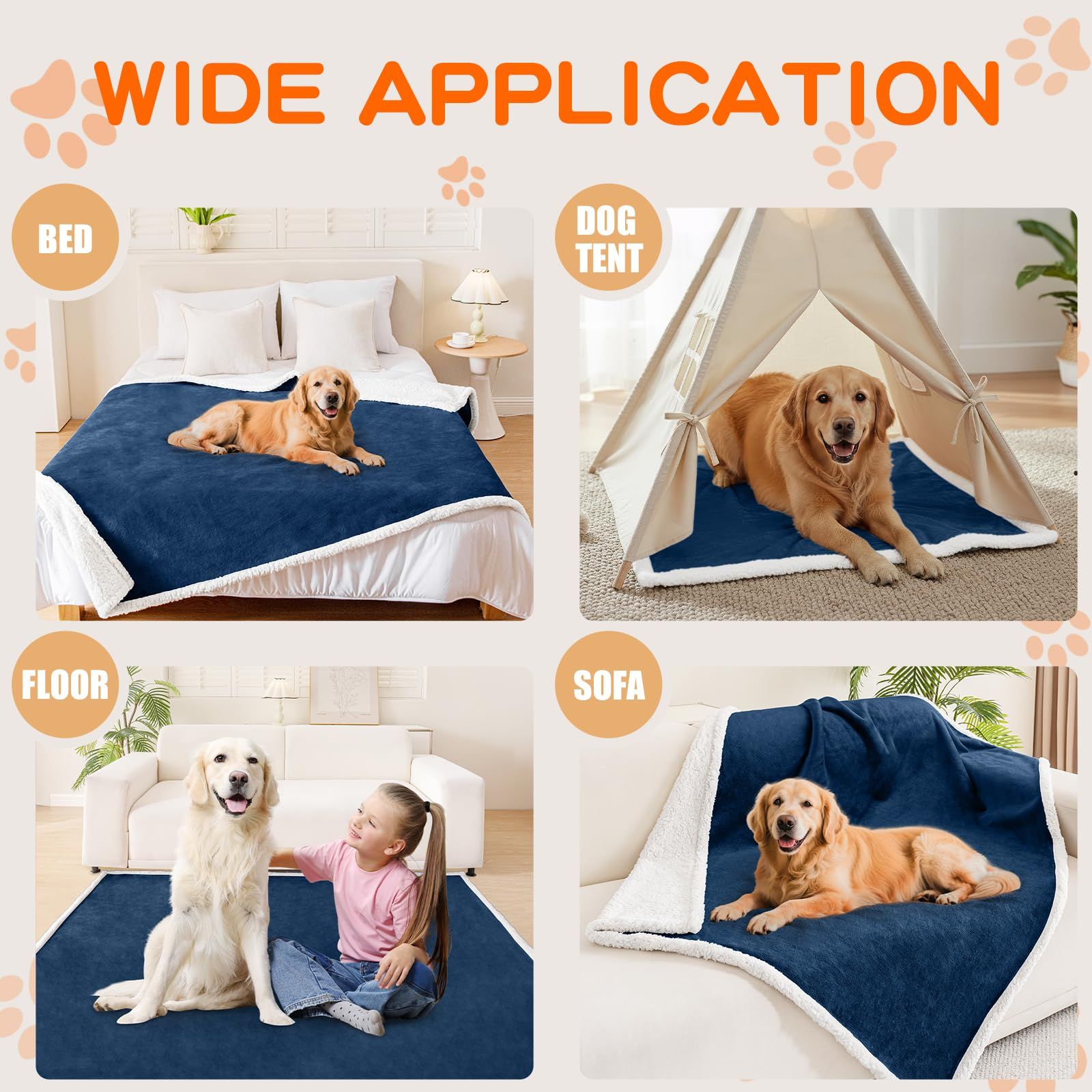 Dog Blankets for Small Dogs - Waterproof Cat Blanket Washable - Fleece Puppy Blanket, Soft Plush Reversible Throw Protector for Bed Couch Car Sofa, 27"X40" — image 4