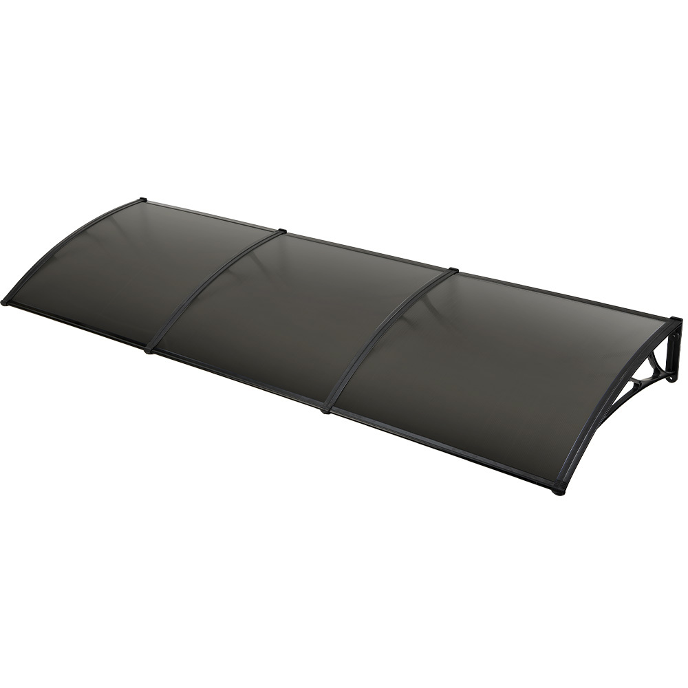 SHADE SHIELD 3 × 1m Aluminium Exterior Awning, Black DIY External UV Rain Protection Grey Tinted Polycarbonate Canopy Cover — image 4