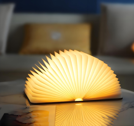 Christmas giftsRechargeable LED Book Night Light: Creative Folding Wooden Lamp with Magnetic Design for Bedrooms & Gifting(Walnut Red, XL) — image 2