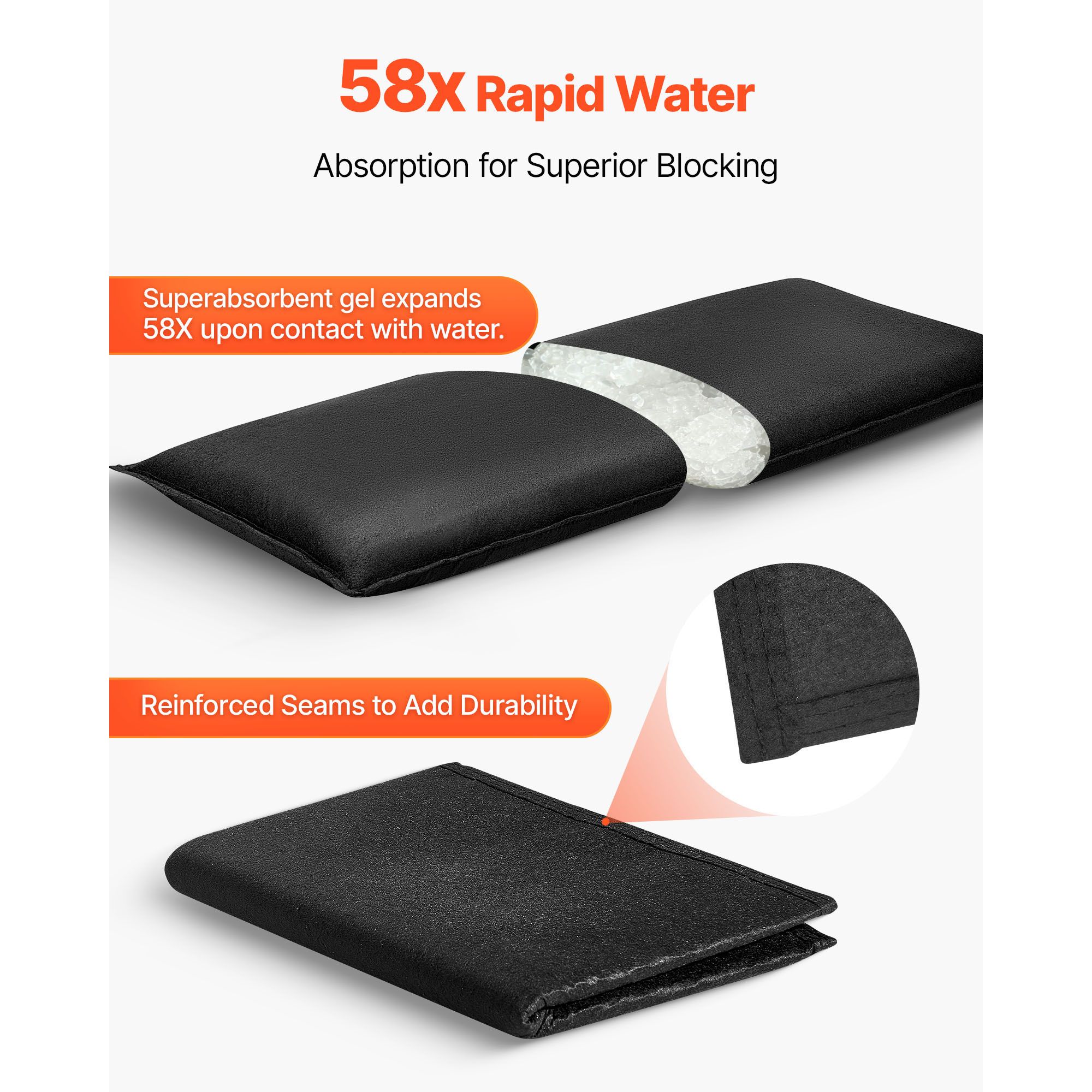 Flood Barrier, 10 Pack, 430 × 830 mm Flood Bags with Bucket, Reusable Water Absorbent Barrier Activated by Water, Sandless Sandbags Blockage, Flooding — image 3