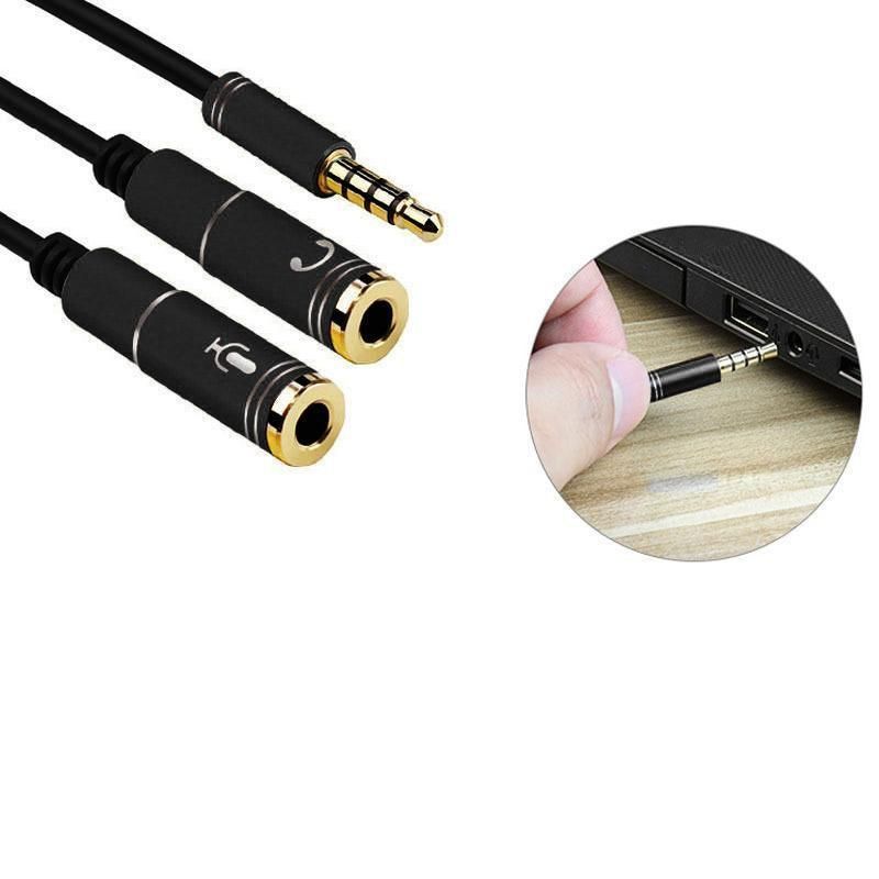 3.5mm AUX Cable Mic Audio Splitter Extension Headphone Adapter Male to Female - 2 Male to 1 Female Jack — image 6