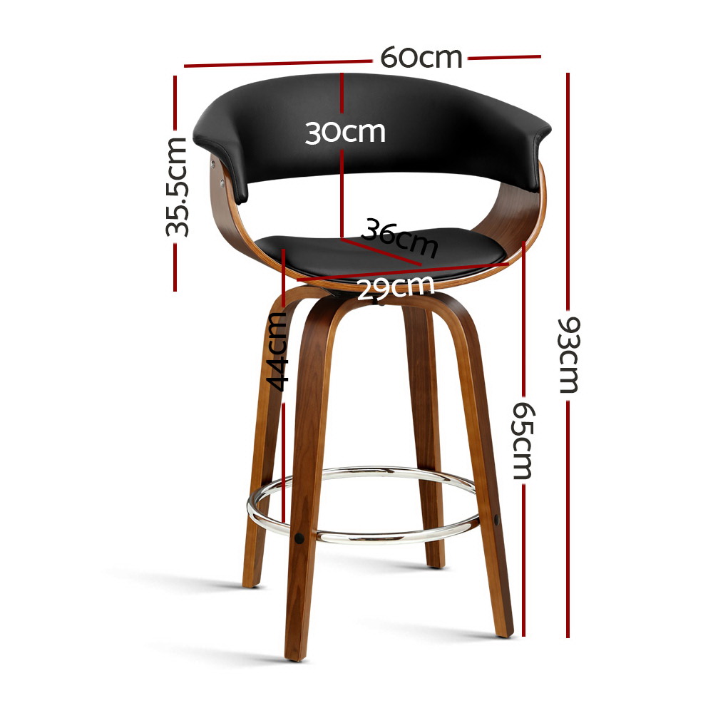 Artiss Bar Stools Swivel PU Seat Wooden โ image 2