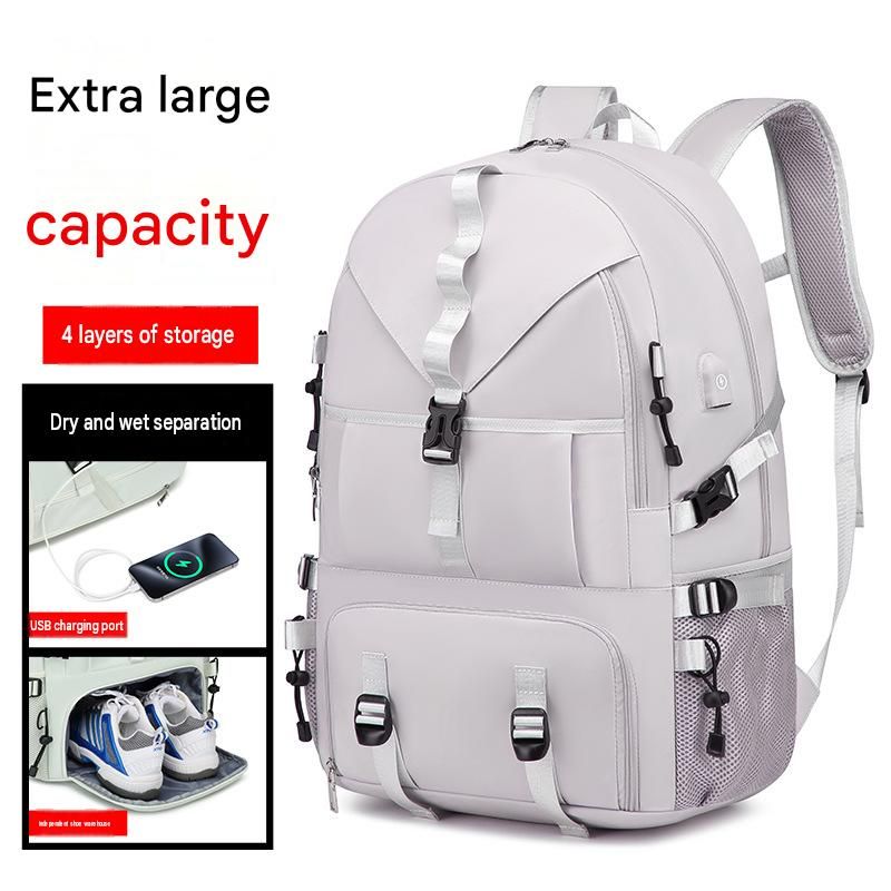 Black Large Capacity Travel Backpack - Waterproof Polyester Hiking Rucksack with Shoe Compartment and USB Port - Unisex Outdoor Luggage Bag for Camping โ image 3