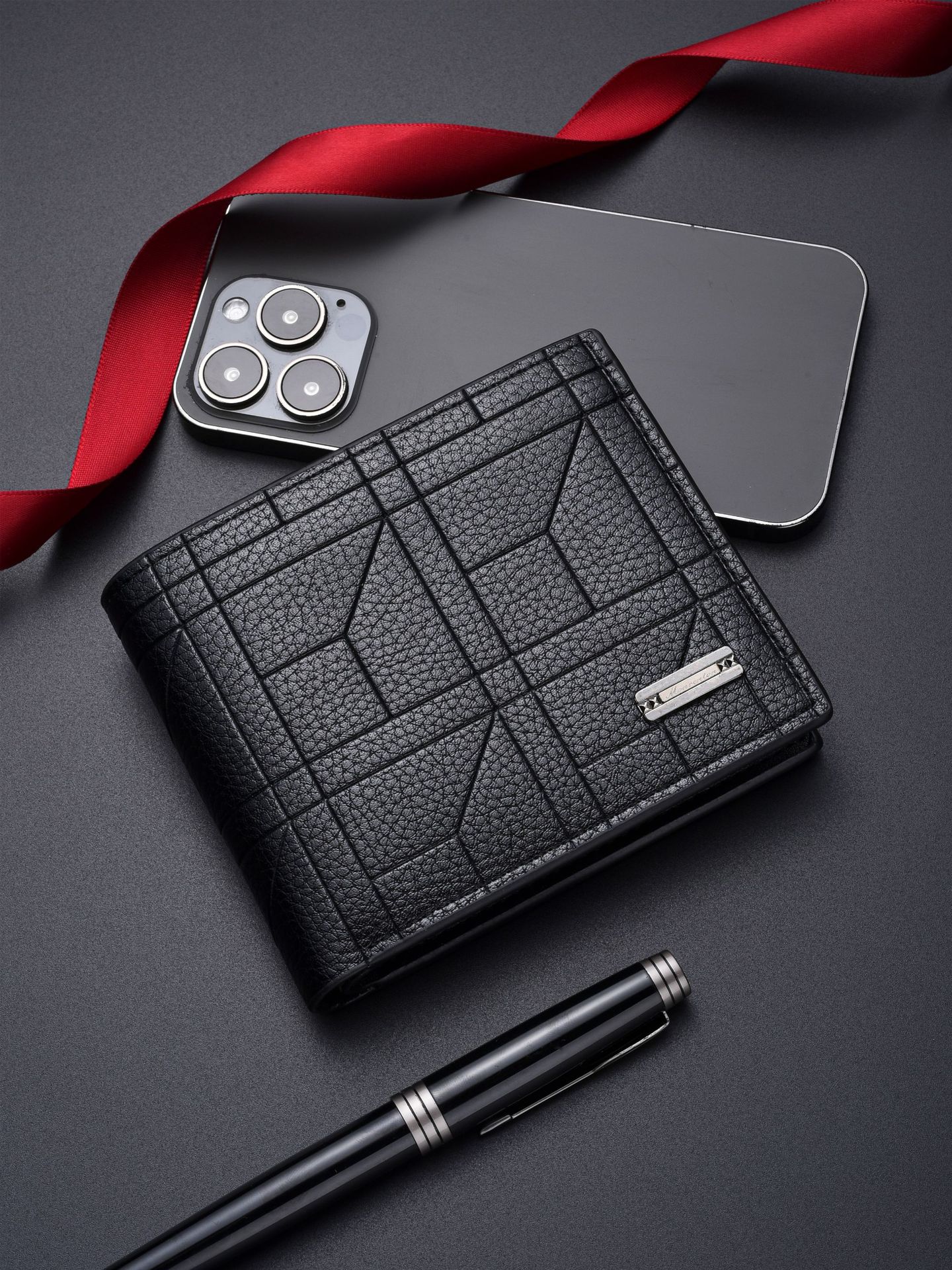2-Pack Black Men's Ultra-Thin PU Leather Wallet - Compact & Stylish Bi-fold Purse with Multiple Card Slots โ image 2
