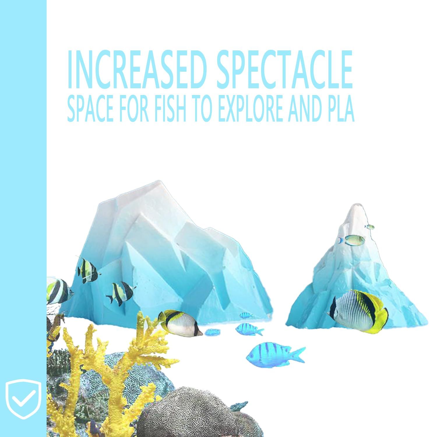 Aquarium Snow Mountain Decoration, Fish Tank Aquascape Iceberg, Glacier Landscape Decoration 2PCS,Blue-White — image 5