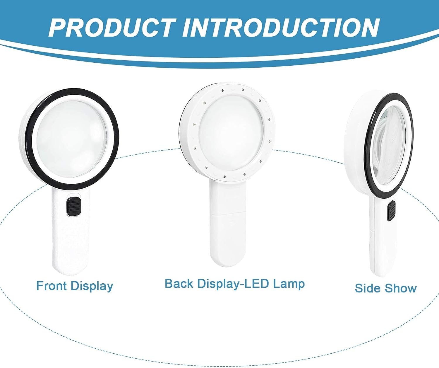 Magnifying glass with 12 LED lights - 30x double glass lens - hand-held illuminated magnifier Suitable for seniors - reading stamps, cards, researching macular — image 2