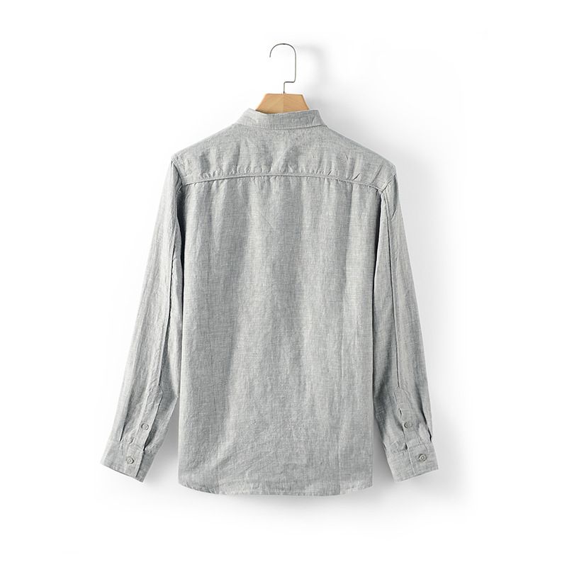 Ma Ke Linen Shirt Men Long Sleeve Lapel D031 Navy โ image 4