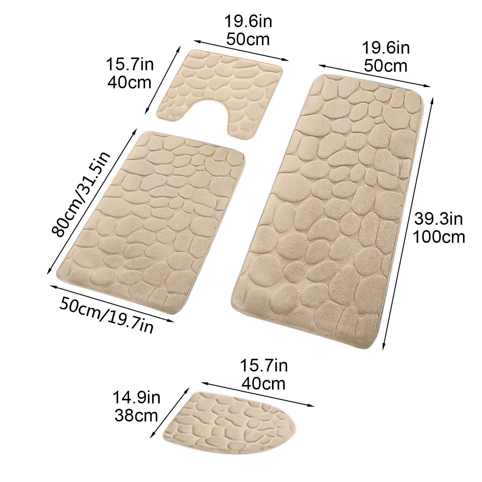 Bathroom Rugs Sets 4 Piece, Non Slip Memory Foam Bathroom Rugs, Machine Wash Bathroom Mat Set, Water Absorbent Bath Rug Set for Tub, Toilet and Floor As Show H โ image 3