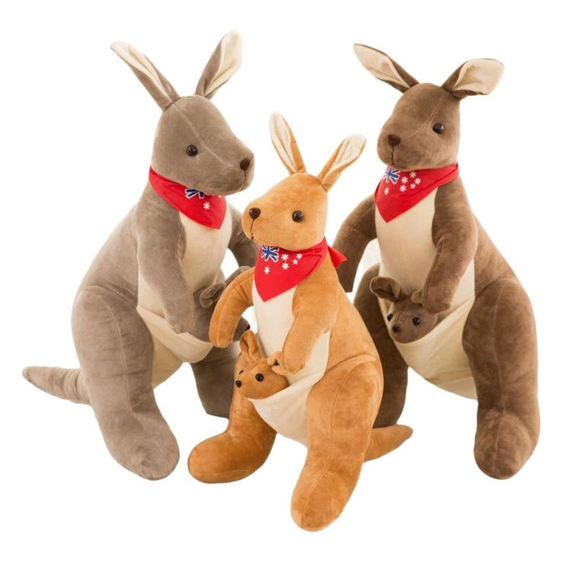 Jue Bei Kangaroo Plush Toy 35cm Light Brown blue scarf 45cm โ image 2
