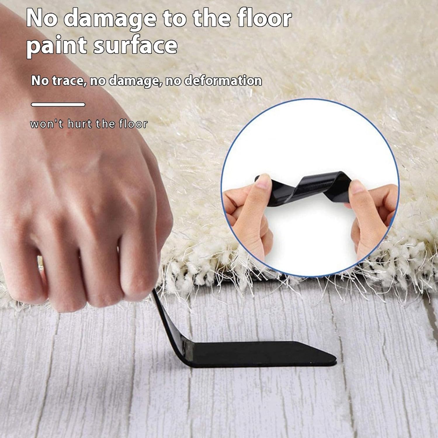 4 Pack Ultra-Thin Rug Grippers, Reusable Non-Slip Carpet Pads for Rugs, Stair Mats and Sofa Covers, Black, 1 mm โ image 2