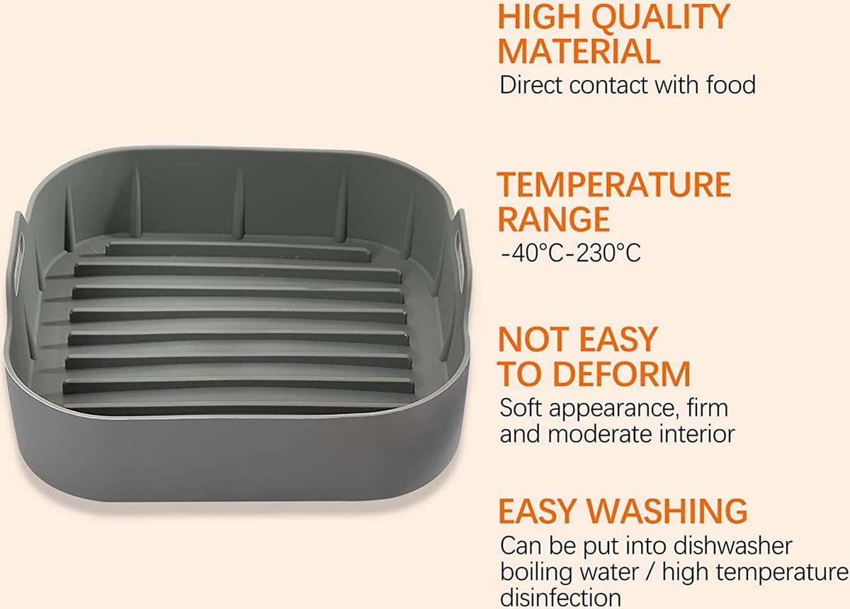Airfryer accessories - Silicone baking dish - Hot air fryer - Baking tins - Baking paper alternative - Basket baking tin - 20 CM - including gloves and oil โ image 5