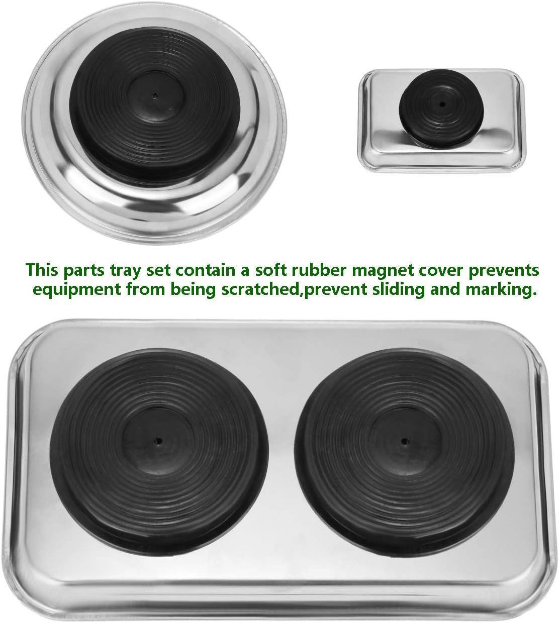 Magnetic Tray Holder 3pc,for Socket Screw Nuts Bolts Metal Parts,Extra Strong Magnet,Thickened Tray,Stainless Steel — image 3