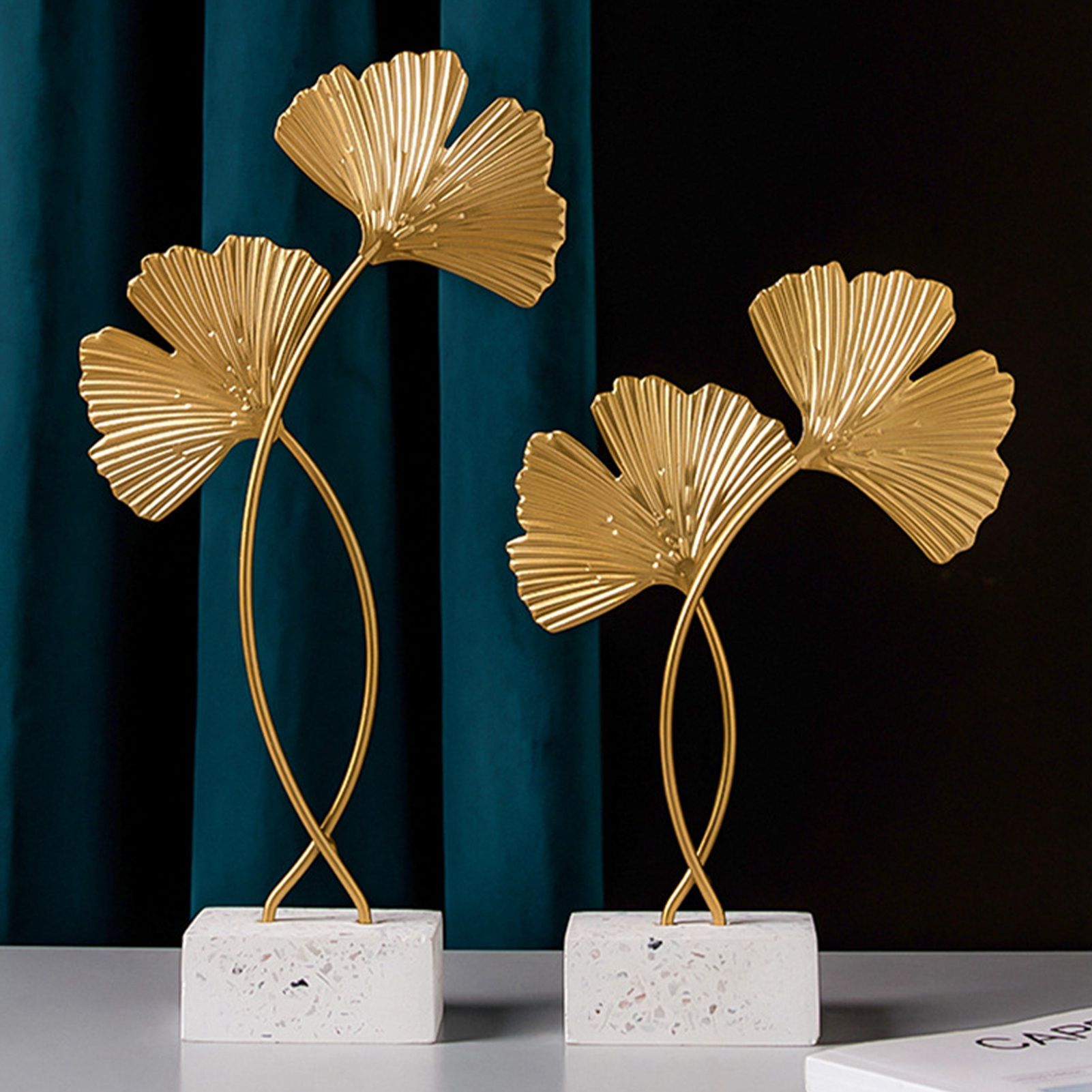 Ginkgo Leaf Ornaments Iron Ginkgo Leaf Craft Decoration with Sturdy Marble Base for Home Decor — image 6