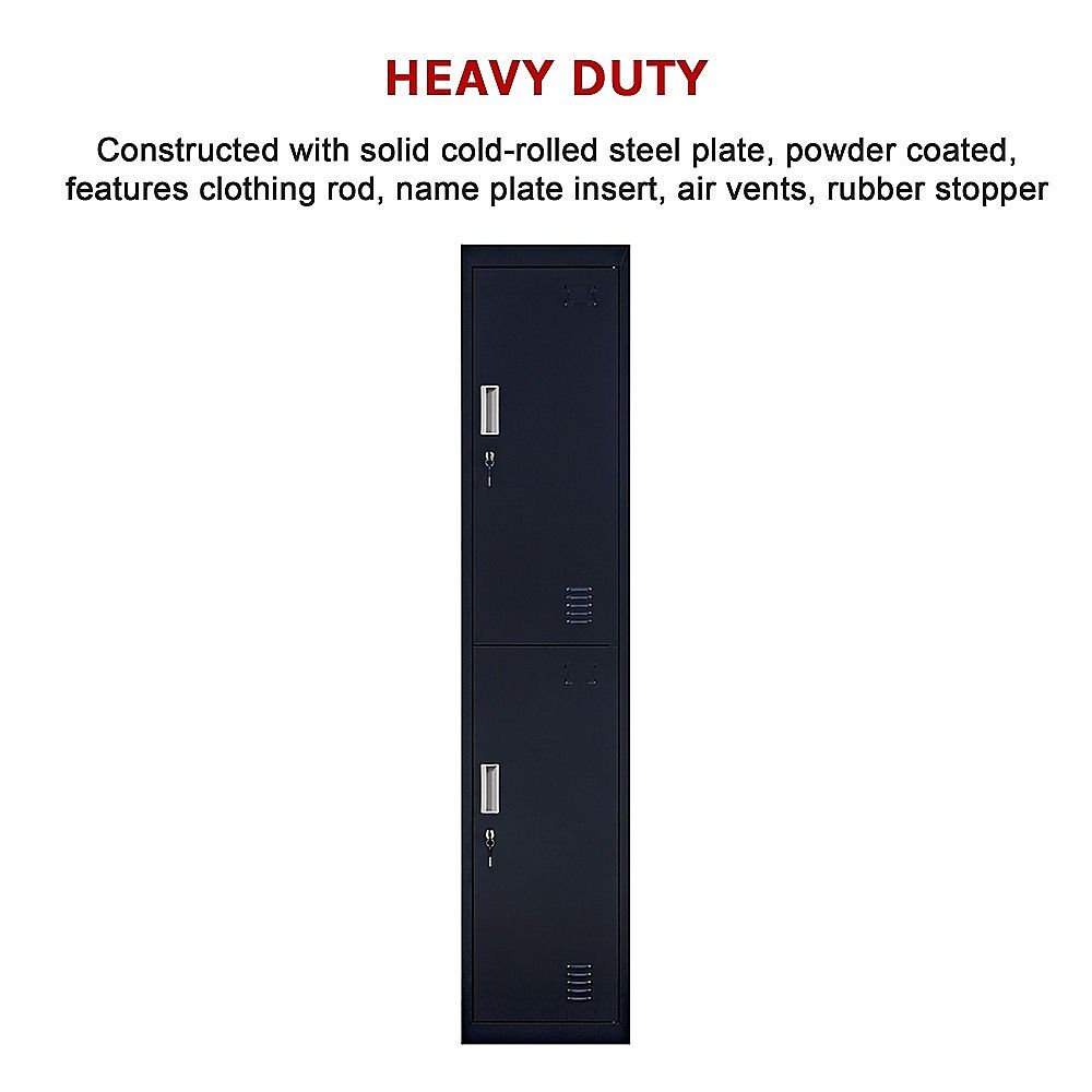 2-Door Vertical Locker for Office Gym Shed School Home Storage — image 6