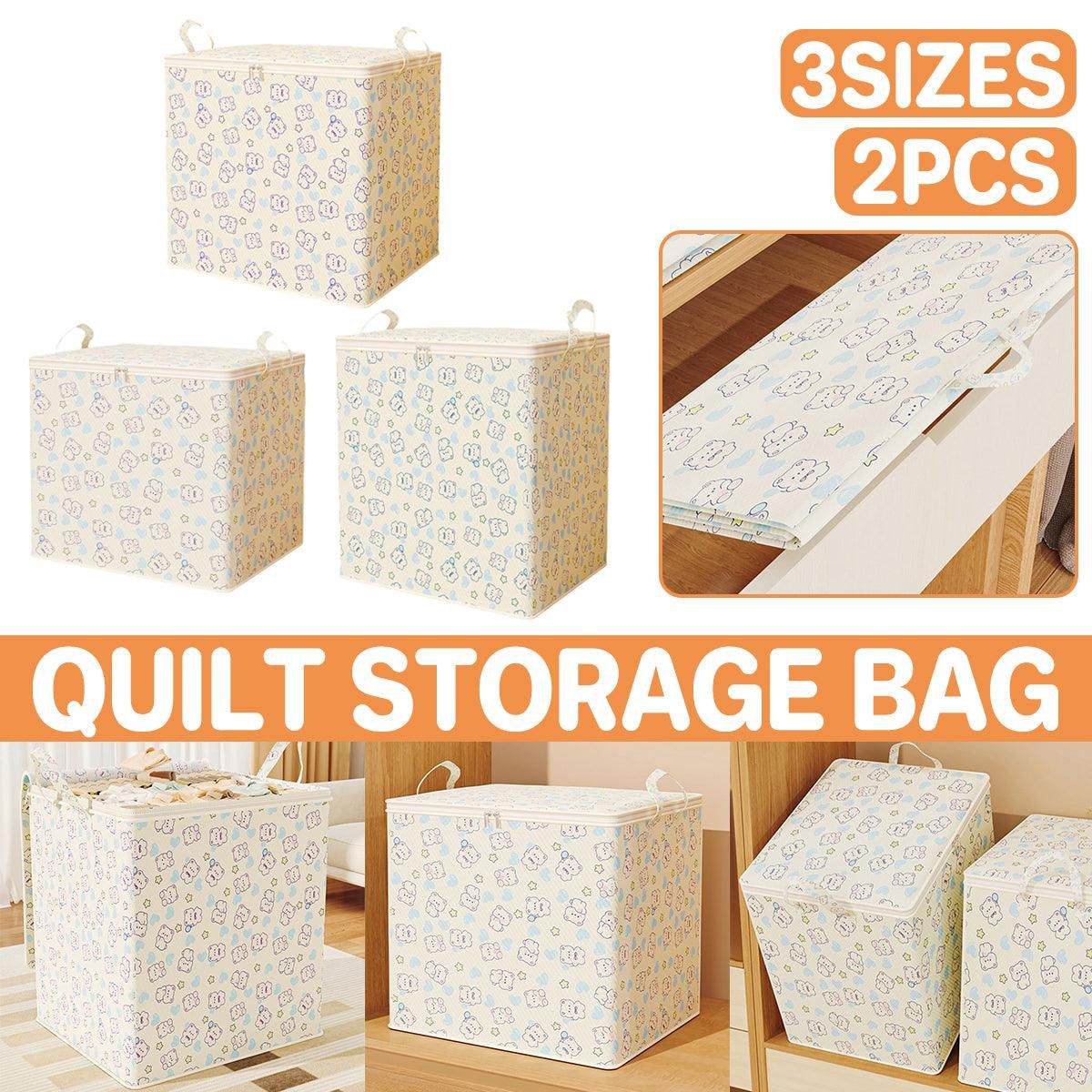 2pcs Large Capacity Clothes Quilt Storage Bags Foldable Zipper Moisture Proof - XL — image 2
