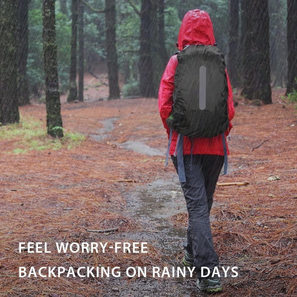 2-Piece Waterproof Backpack Cover - Reflective Rain Cover Backpack - 30 to 40 Liters - Waterproof Backpack Rain Cover - Reflective Backpack Covers in Polyester — image 4