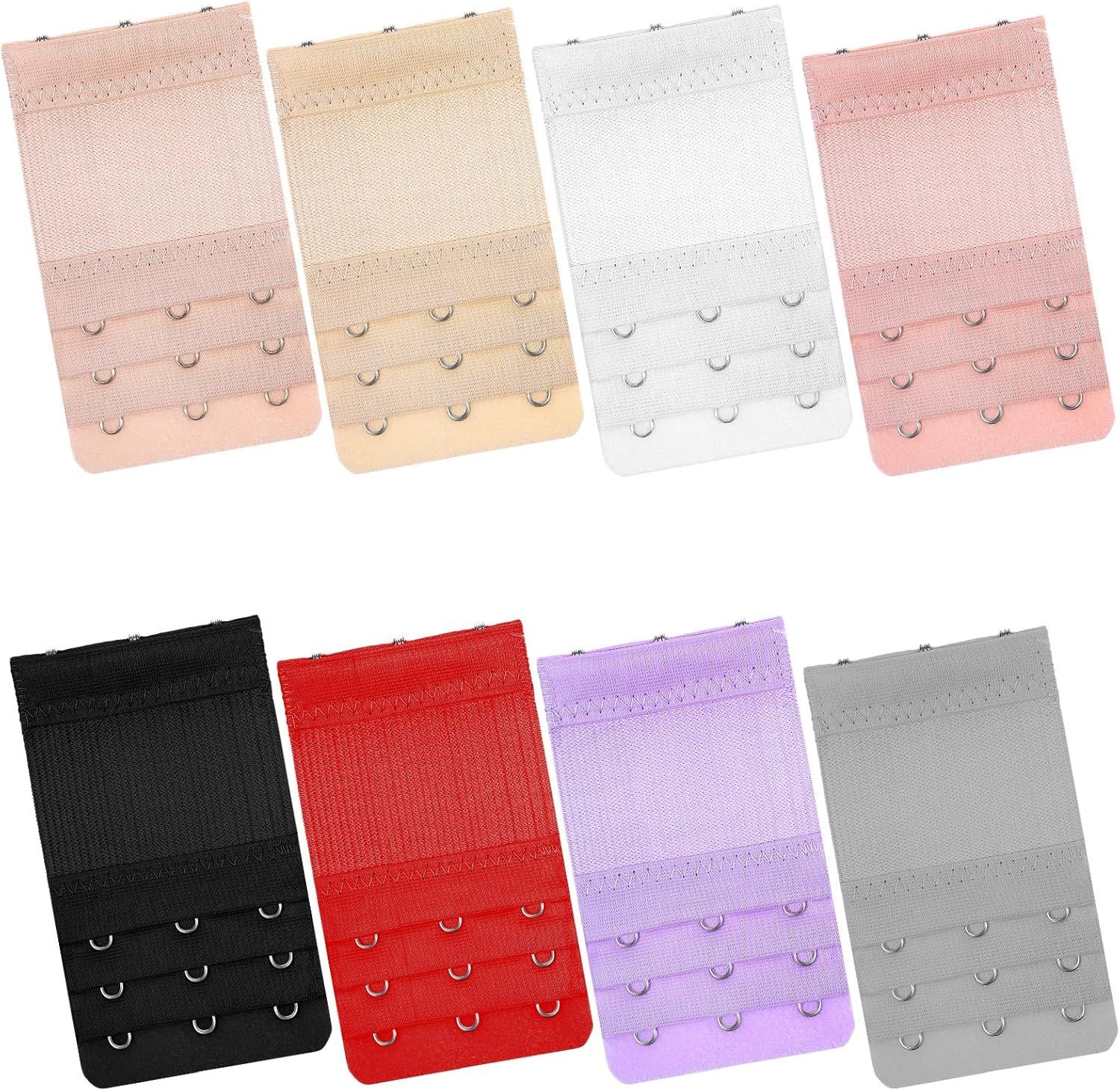 8Pcs Bra Extenders 3 Hooks, 4 × 0.8 Inch 3 Hook Bra Extender Adjustable Comfort Fit for Maternity and Sports Use (Multicolor)