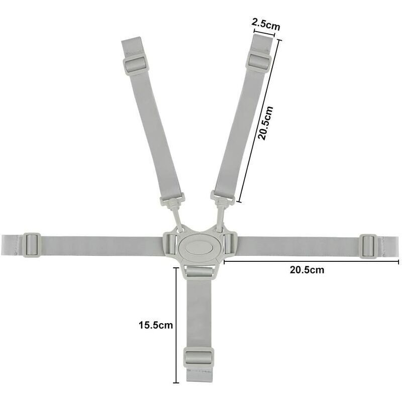 Adjustable 5-Point Safety Harness for Child Seats and Strollers, Gray - Compatible with Most Brands โ image 5