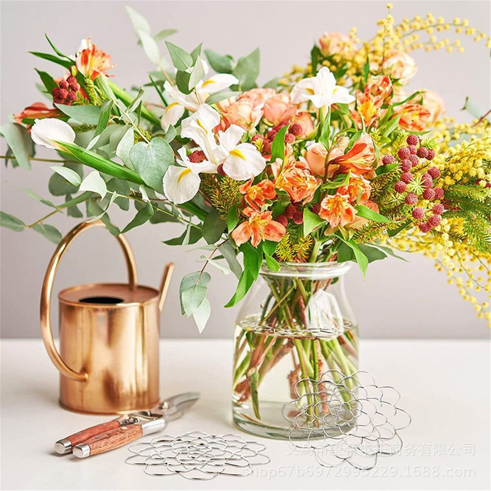Stainless Steel Flower Arranger Frog, Round Floral Stem Holder Grid for Vases Bouquets and Flower Arranging, Gold, 5 in — image 4