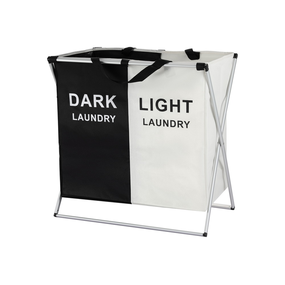 Artiss Laundry Basket Hamper Large Foldable Washing Clothes Storage 2 Sections — image 3