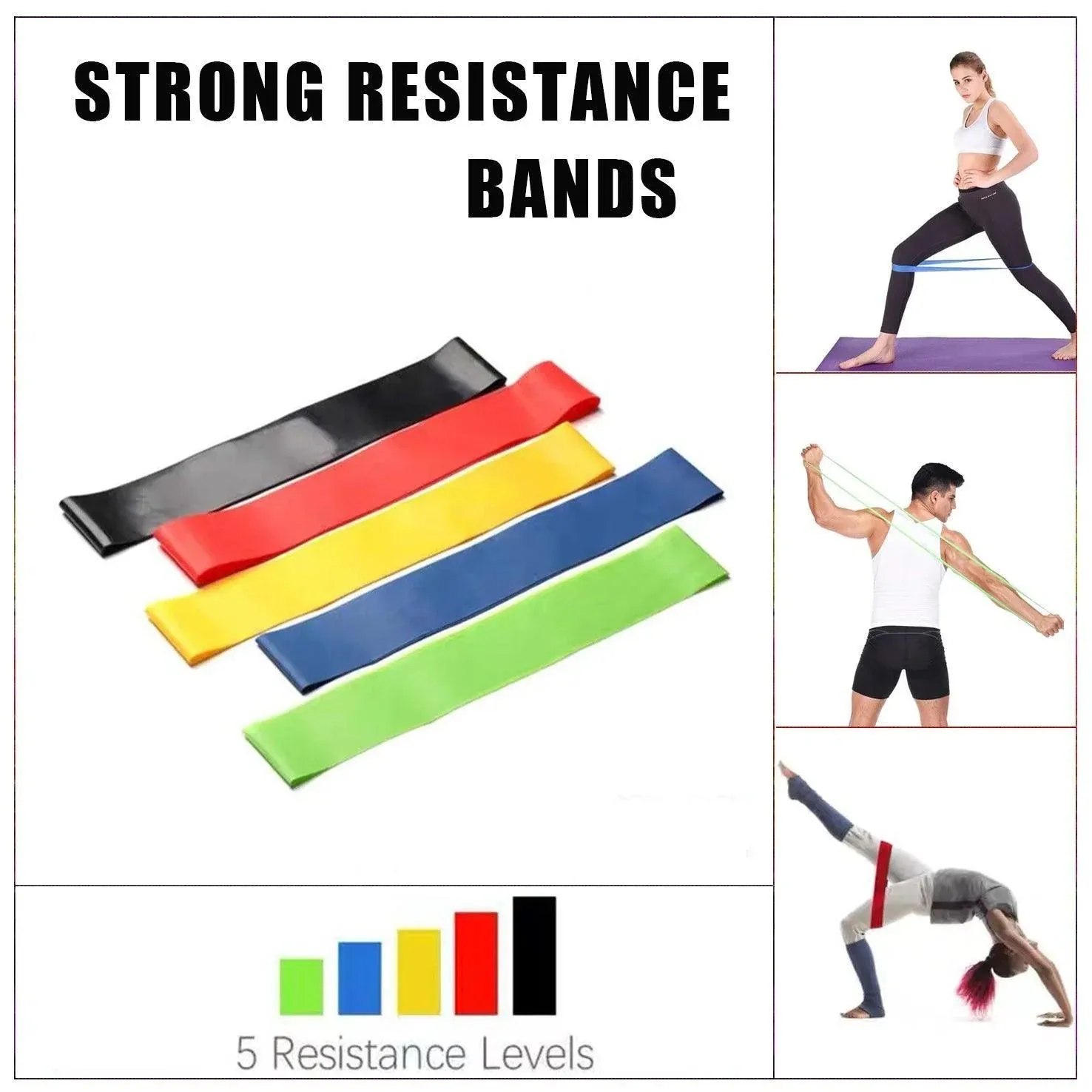 Resistance Band Power Heavy Strength Exercise Fitness Gym Crossfit Yoga Elastic โ image 2
