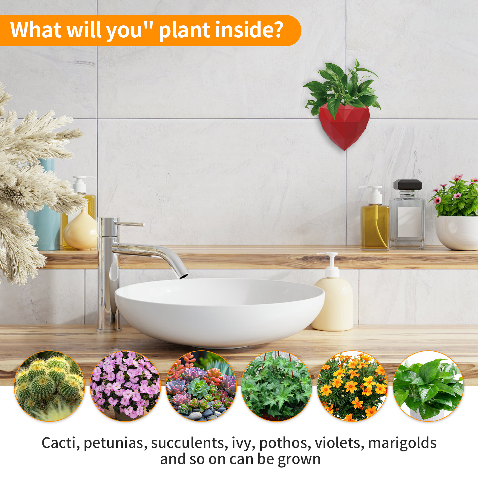 Wall Mounted Planter - NO DRILLING,Houseplant Wall Display Ideas,3D Printed Wall Planter with Drainage Tray — image 5