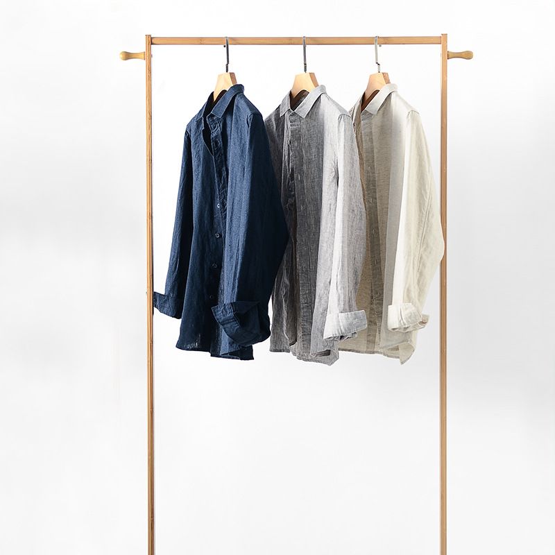 Ma Ke Linen Shirt Men Long Sleeve Lapel D031 Navy โ image 5