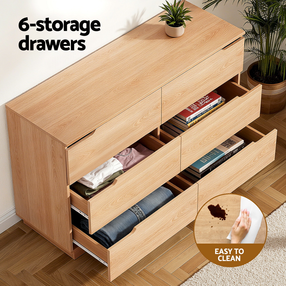 Artiss 6 Chest of Drawers Dresser Table Pine โ image 5