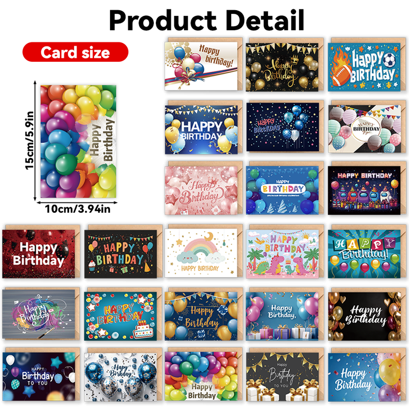 Happy Birthday Greeting Cards Set, 24Pcs Birthday Note Cards with Envelopes โ image 6