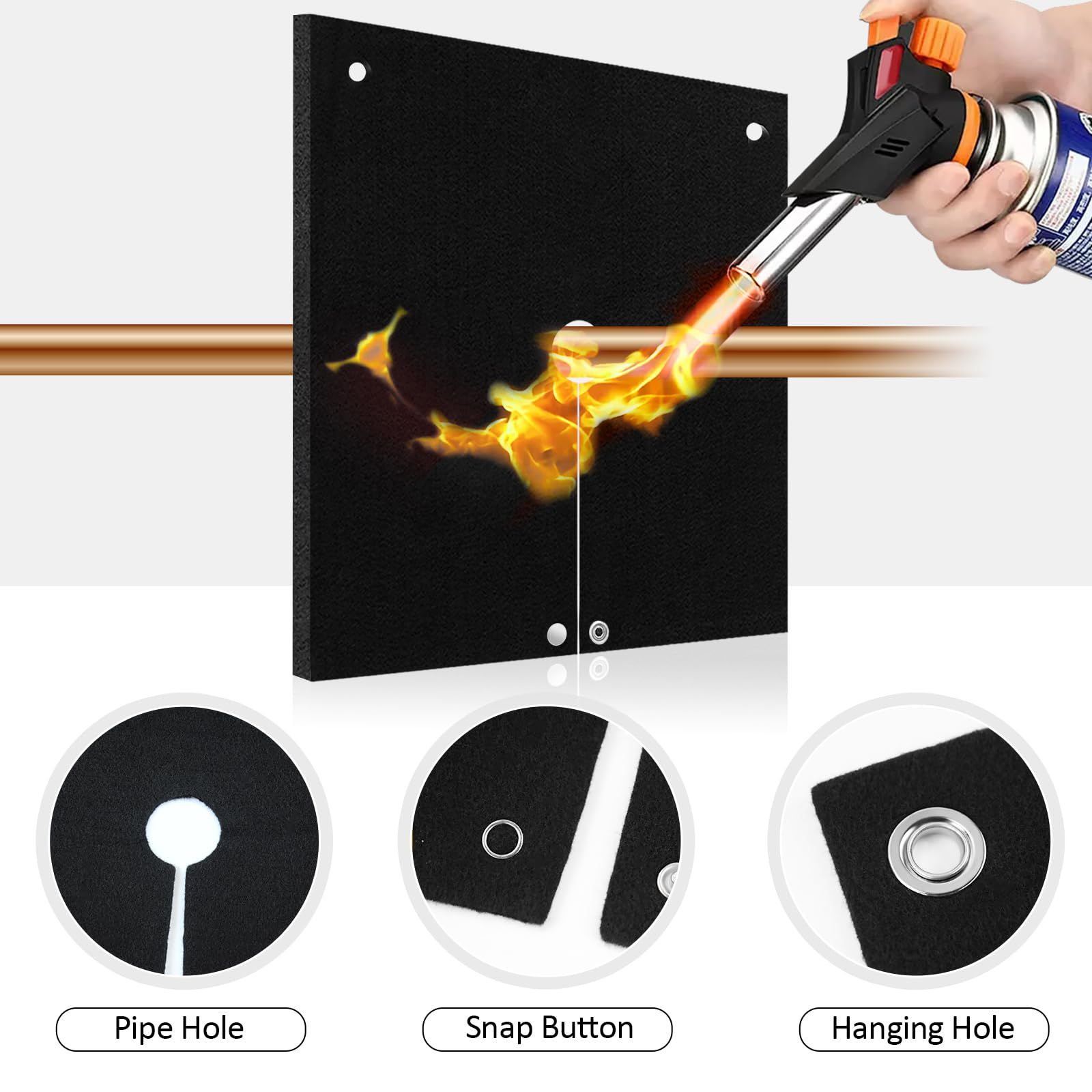 Welding Blanket Fireproof 2 Pack, Carbon Felt Flame Resistant up to 1800℉, Soldering Flame Retardant Protective Mat, Brazing Heat Shield for Torch, Plumbing — image 3
