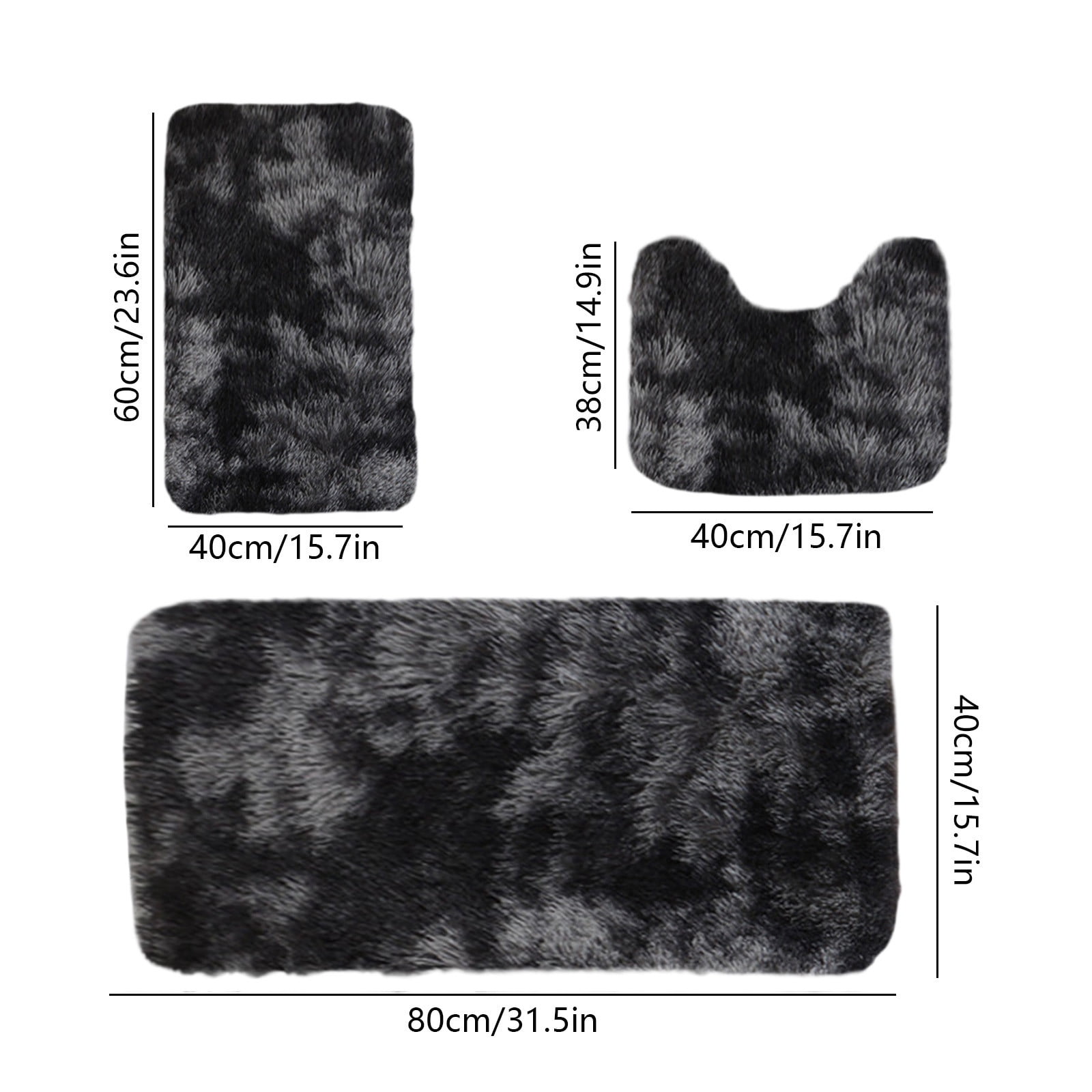 5Pc Bath Mats for Bathroom, Quick-Dry Bathroom Rugs Sets Washable Non-Slip Bath Mat Ultra Soft Absorbent with U-Shaped Toilet for Bathroom, Tub, Shower,Black — image 3