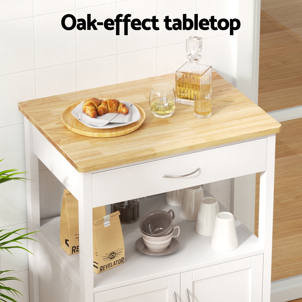 Artiss Kitchen Island Trolley Rolling Serving Cart Storage Drawer Cupboard 60cm โ image 6