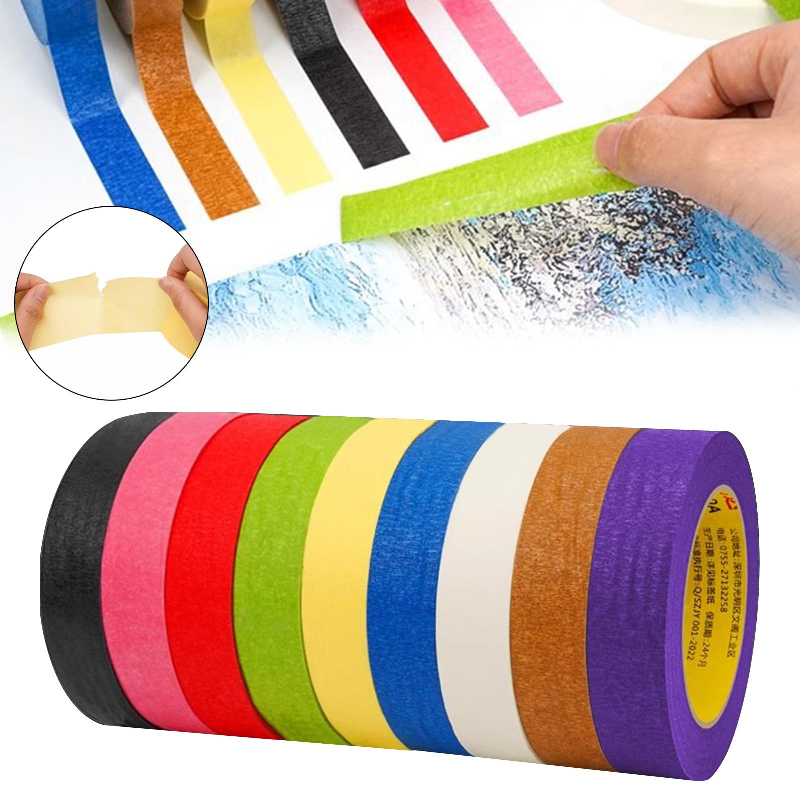 9Pc Colored Masking Tape Roll Multicolor Colorful Craft Tape– Great for Arts & Crafts kī-ds Labeling and Color Coding Back to Schǒ-ǒl, 9 Rolls of Colored Tape — image 2