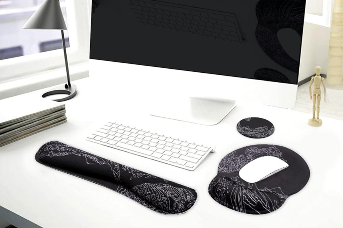 Keyboard and Mouse Wrist Rest Pad Set With Coaster Memory Foam Ergonomic Wrist Support โ image 3